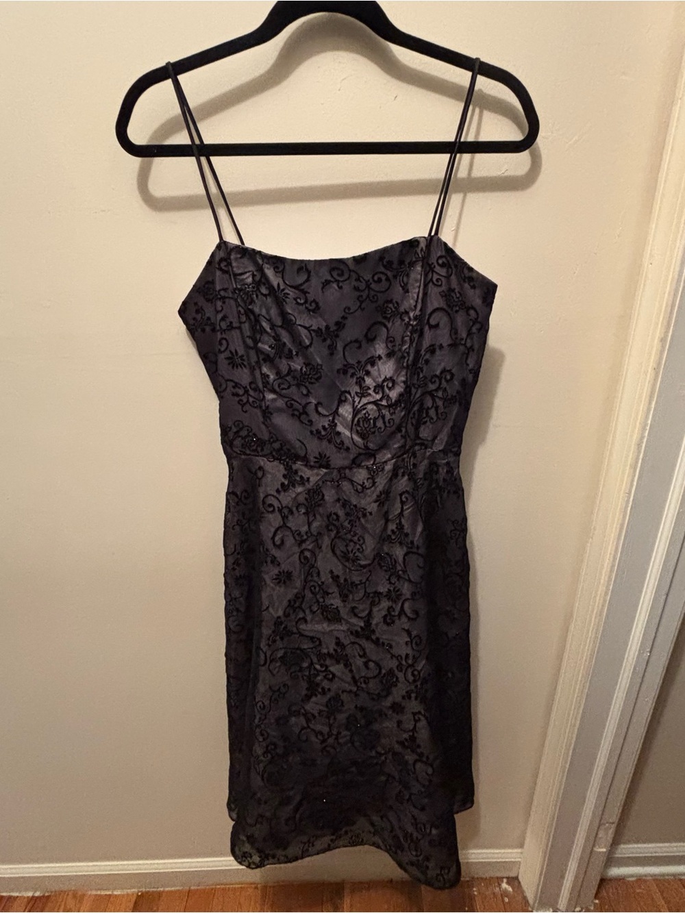 Vintage Betsy & Adam by Jaslene Black Lace-Overlay Midi Dress